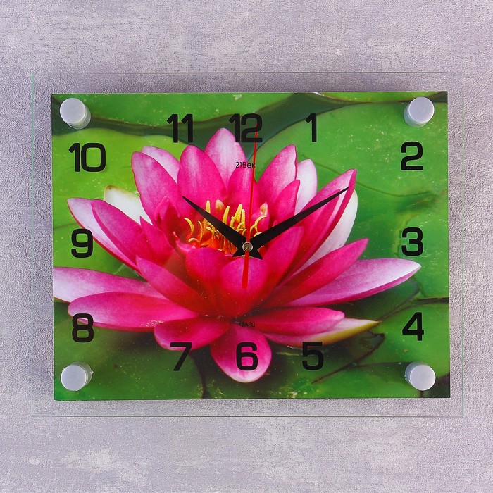 Часы-картина настенные, серия: Цветы, "Розовый лотос", 20х26  см - фото 1905334554