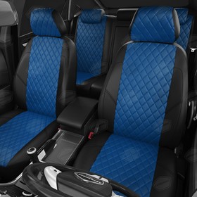 

Авточехлы для ВАЗ Лада Ларгус Люкс + Норма + Кросс с 2021-н.в., 5 мест, универсал, перфорация, экокожа, цвет синий, чёрный