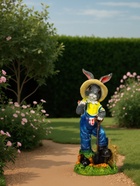 Садовая фигура из полистоуна «Зайчик дачник с бабочкой», 49×18×22 см - Фото 3