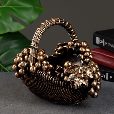 Подставка для бутылки «Корзина с виноградом», под бронзу с позолотой, 20×25×22 см