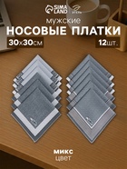 Платки носовые мужские «Этель. Анджело», 30×30 см, набор 12 шт., хлопок 100%, рисунок МИКС, серые - Фото 1