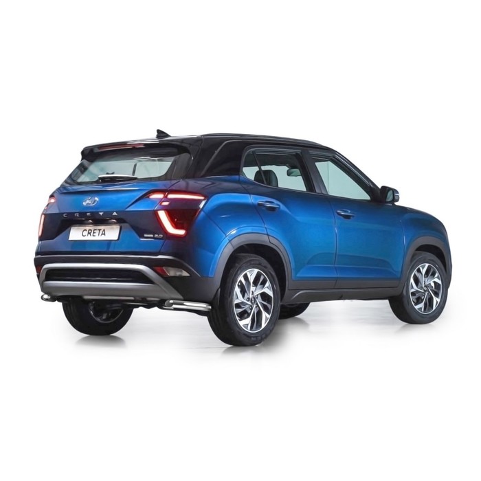 Защита заднего бампера d57 уголки Rival, Hyundai Creta II 2021-н.в., нерж. сталь, 2 части, R.2315.002