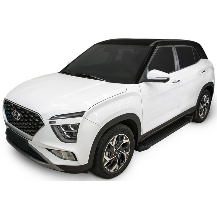 Пороги на автомобиль "Black" Rival, Hyundai Creta II 2021-н.в., 173 см, 2 шт., алюминий, F173ALB.2314.1