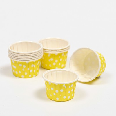 Форма для выпечки "Маффин", желтый в белый горох, 3,8 х 3 см