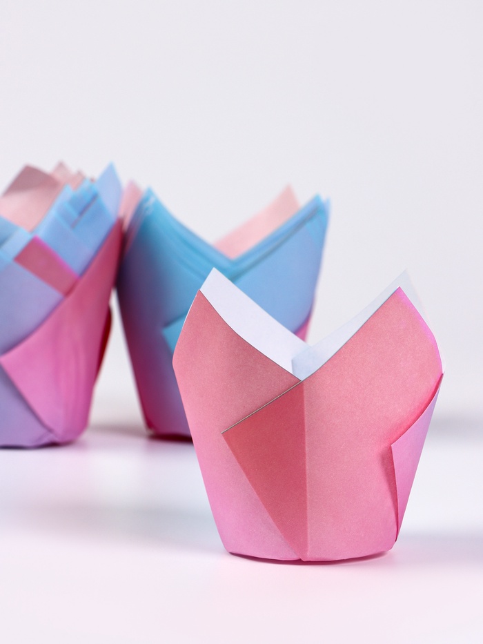 Форма для выпечки кексов бумажная UPAK LAND «Тюльпан», 5×8 см, одноразовая, розовая - Фото 1