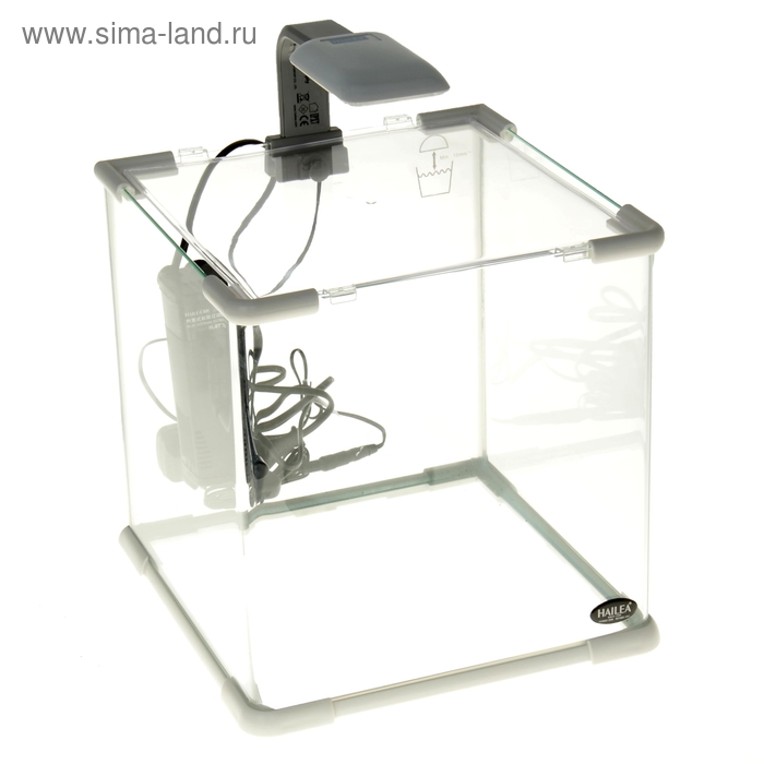 Аквариум-нано прямоугольный + фильтр HL-BT200 и LED лампа I-20, 15л, белый - Фото 1