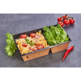 Салатник двухсекционный, чёрный, 20?12?5.5 см, 0.8 л (комплект 5 шт)