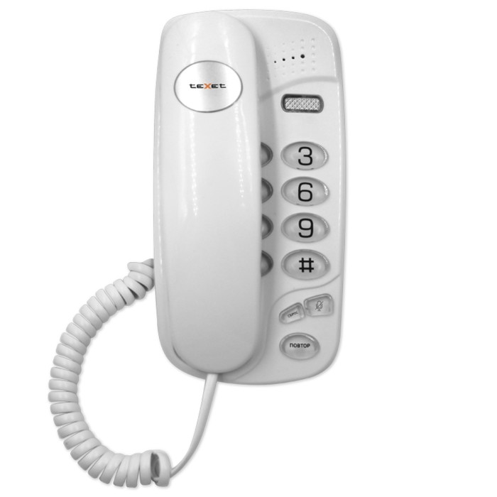 Проводной телефон Texet TX 238, повторный набор, тональный набор, индикатор, белый - Фото 1