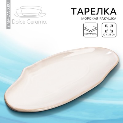 Тарелка керамическая «Морская ракушка», 10 х 23 см белая, цвет белый