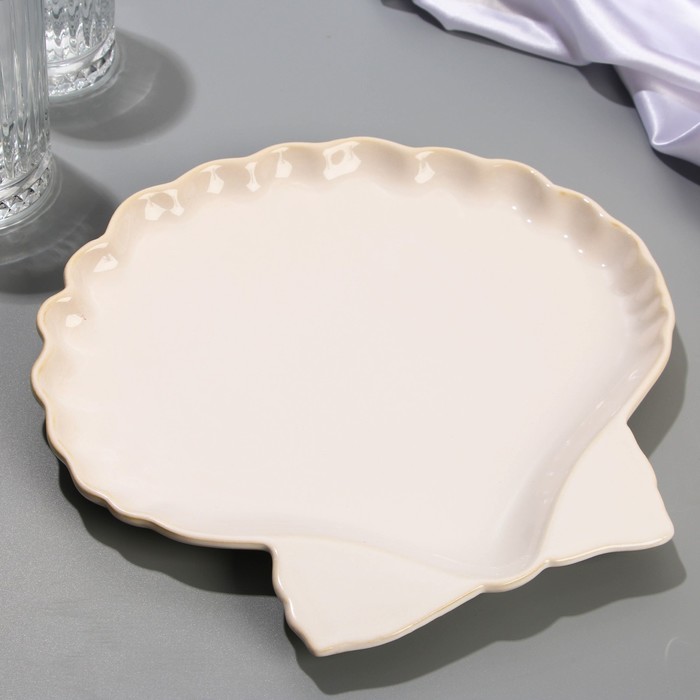 Блюдо керамическое «Морская ракушка», 27 х 25 см, цвет белый - фото 1910362223