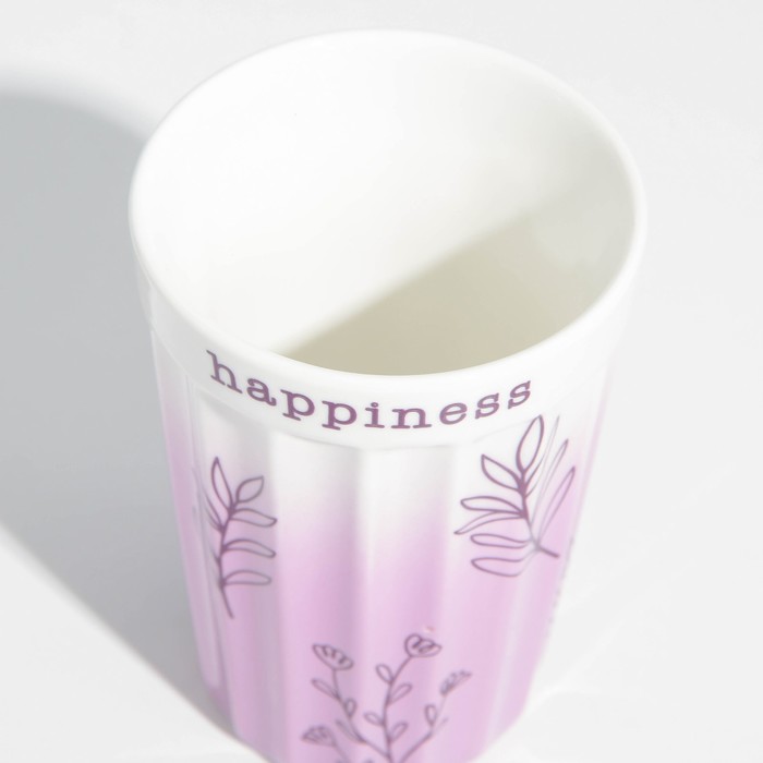 Стакан керамический граненый «Жизнь - счастье», 230 мл, цвет белый - фото 1907428128