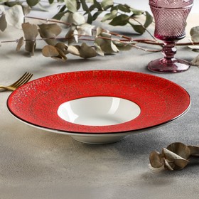 Тарелка фарфоровая для пасты Wilmax Splash, 250 мл, d=27 см, цвет красный