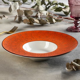 Тарелка фарфоровая для пасты Wilmax Splash, 250 мл, d=27 см, цвет оранжевый