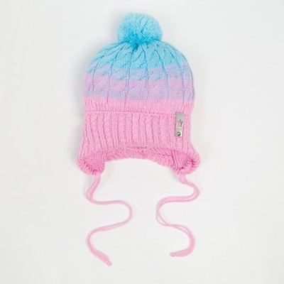 Шапка для девочки, цвет розовый/голубой, размер 44-47 см
