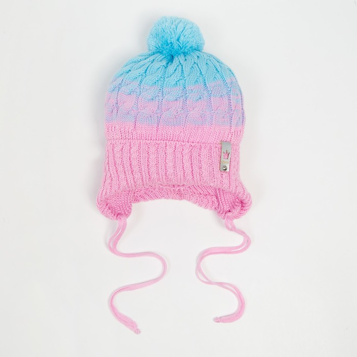 Шапка для девочки, цвет розовый/голубой, размер 44-47 см - Фото 1