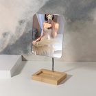 Зеркало с подставкой для хранения «BAMBOO», на гибкой ножке, зеркальная поверхность 16,5 × 19,5 см, цвет коричневый/серебристый - фото 9695514