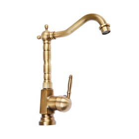 УЦЕНКА Смеситель для кухни и раковины ZEIN Ретро, высокий излив, без подводки, латунь, цвет бронза