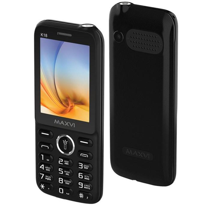 Сотовый телефон MAXVI K18, 2.4", TFT, 1.3Мп, microSD, 2sim, 800мАч, чёрный - фото 51524537