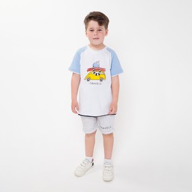 Комплект для мальчика (шорты, футболка), цвет белый/меланж, рост 110 см