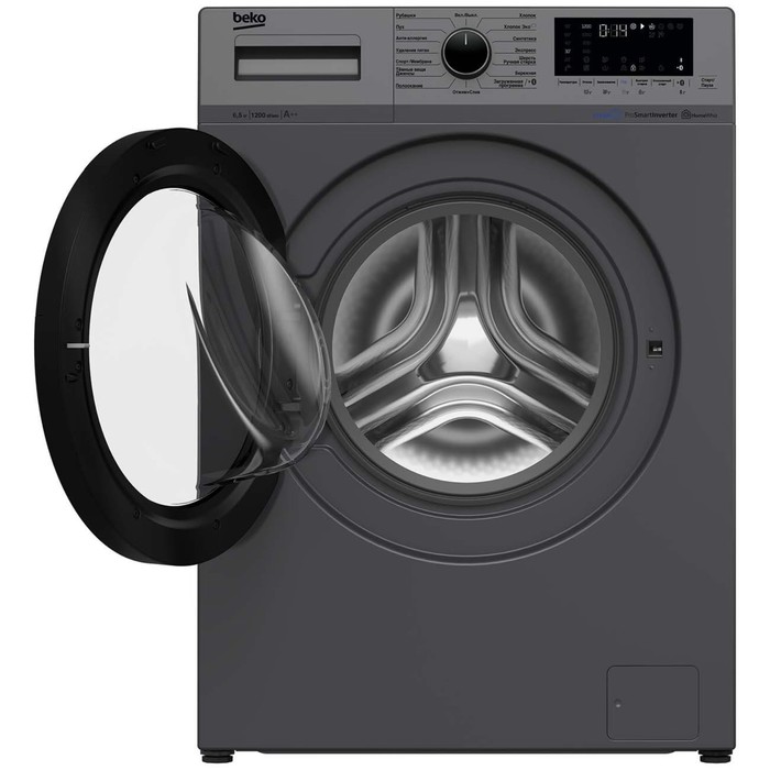 Стиральная машина Beko WSPE 6H616A, класс А, 1200 об/мин, до 6.5 кг, чёрная - Фото 1