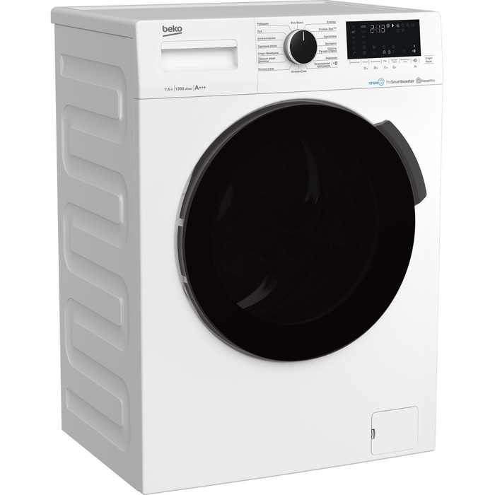 Стиральная машина Beko WSPE7H616W, класс А-20%, 1200 об/мин, до 7.5 кг, бело-чёрная - фото 51439515