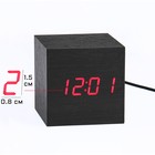Часы - будильник электронные "Цифра" настольные с термометром, деревянные, 6.5 см, ААА, USB - фото 318855323