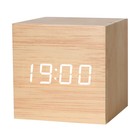 Часы - будильник электронные "Цифра" настольные с термометром, деревянные, 6.5 см, ААА, USB - фото 9695798