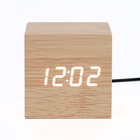 Часы - будильник электронные "Цифра" настольные с термометром, деревянные, 6.5 см, ААА, USB - Фото 3