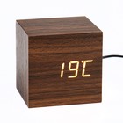 Часы - будильник электронные "Цифра" настольные с термометром, деревянные, 6.5 см, ААА, USB - Фото 3