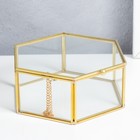 Шкатулка стекло с металлическим каркасом "Гексагон с гранями" золото 6х13х15 см - фото 9695860