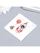 Переводная тату на тело фосфорная «Чудики в ракете», 6×6 см - фото 42871964