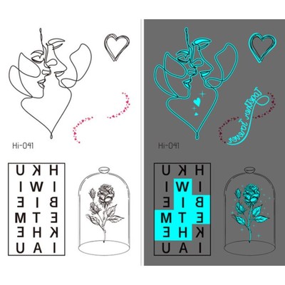 Переводные тату светящиеся «Близость», временные татуировки фосфорные, 10.5×6 см