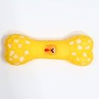 Игрушка пищащая "Кость с портретом" для собак, 15 см, жёлтая - Фото 2