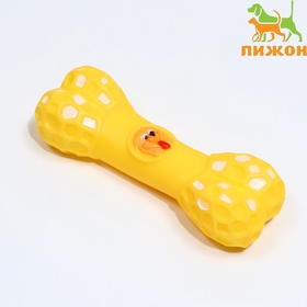 Игрушка для собак «Кость с портретом», 15 см, пищащая, жёлтая (комплект 2 шт)