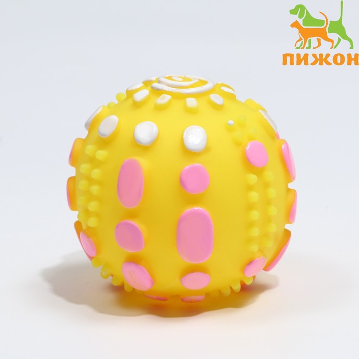 Игрушка пищащая "Чудо-мяч", 6,5 см, жёлтая - Фото 1