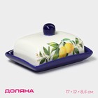 Маслёнка Доляна «Лимон», 17×12×8,5 см, доломит, белая - Фото 1