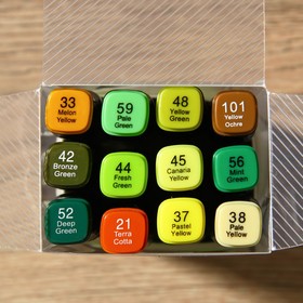 

Маркеры для скетчинга 2-х сторонние, 12 цветов Green colors