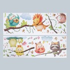 Наклейка пластик интерьерная цветная "Концерт зверят в лесу" набор 2 листа 30х90 см - фото 21568230