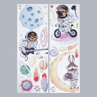 Наклейка пластик интерьерная цветная "Звери в скафандрах" набор 2 листа 30х85 см - фото 21568236