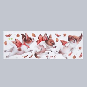 Наклейка интерьерная цветная «Пёсики с крыльями бабочек», 30×83 см