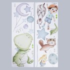 Наклейка пластик интерьерная цветная "Полет зо зверями на шарике" набор 2 листа 30х90 см - фото 21568260