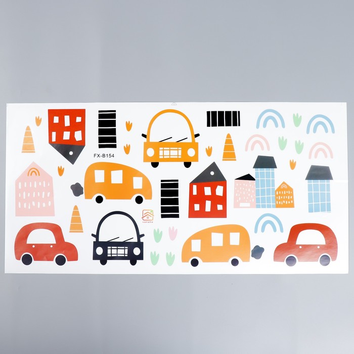 Наклейка пластик интерьерная цветная "Автомобили в мегаполисе" 30х60 см - фото 1888305089