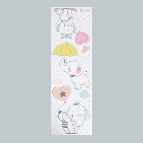 Наклейка интерьерная цветная «Слонята с воздушными шариками», 30×90 см