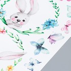 Наклейка пластик интерьерная цветная "Зайчики в цветочных веночках" 30х90 см - фото 60913362