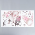 Наклейка пластик интерьерная цветная "Зайчики на велосипеде" 30х60 см - Фото 2