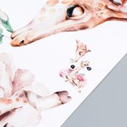 Наклейка пластик интерьерная цветная "Жирафа с малышом в цветах" 30х90 см - Фото 3