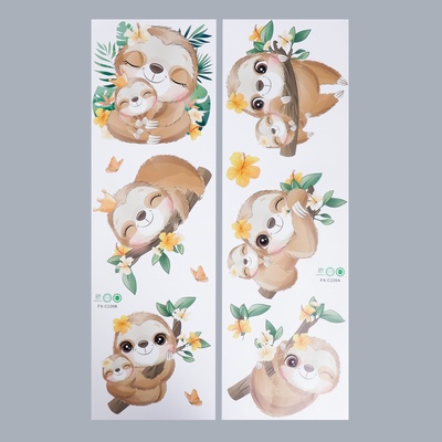 Наклейка интерьерная цветная «Малыши ленивцы», набор 2 листа, 30×90 см