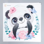 Наклейка пластик интерьерная цветная "Милая панда в цветочном венке" 39х40 см - Фото 2