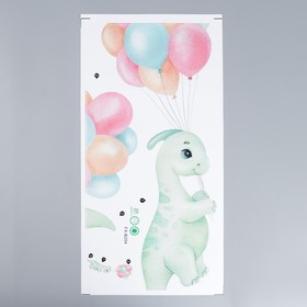 Наклейка интерьерная цветная «Динозаврик зелёный с воздушными шарами», 30×60 см  (артикул 7599427)  большой выбор товаров оптом и в розницу по низким ценам с доставкой