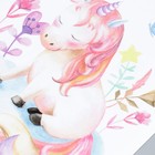 Наклейка пластик интерьерная цветная "Единорожка на облачке с цветами" 29х32 см - фото 24239209